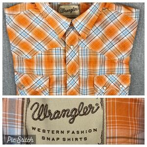 Vintage Wrangler saw tooth pocket pearl snap Shirt Men XL cowboy rodeo western